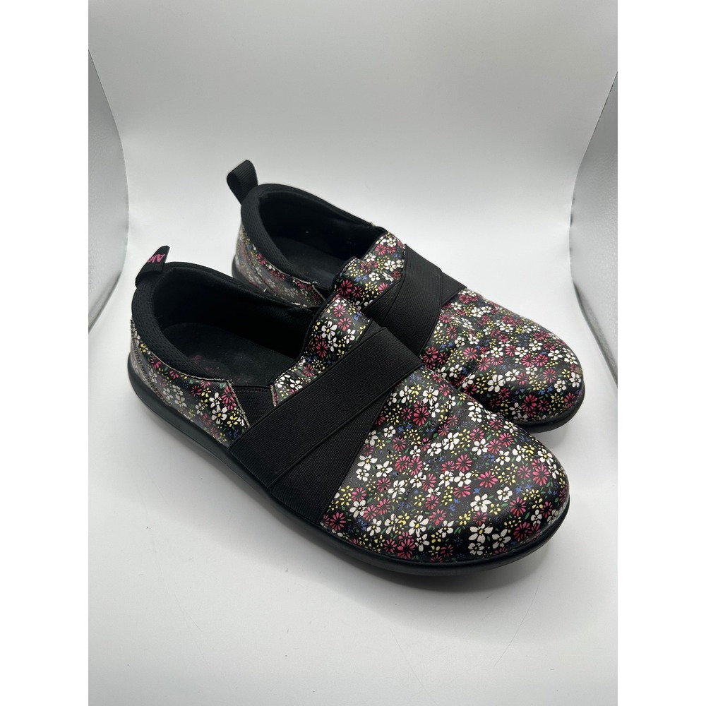 Alegria Savannah Floral Slip On Shoes Black Multi Color Professional SAV-5994 40
